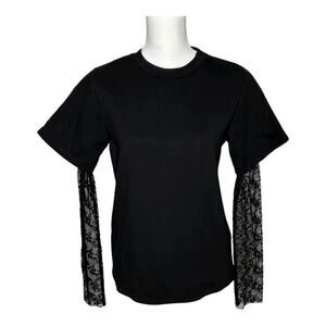 GOEN. J Black Lace Sleeve T Shirt Size 6